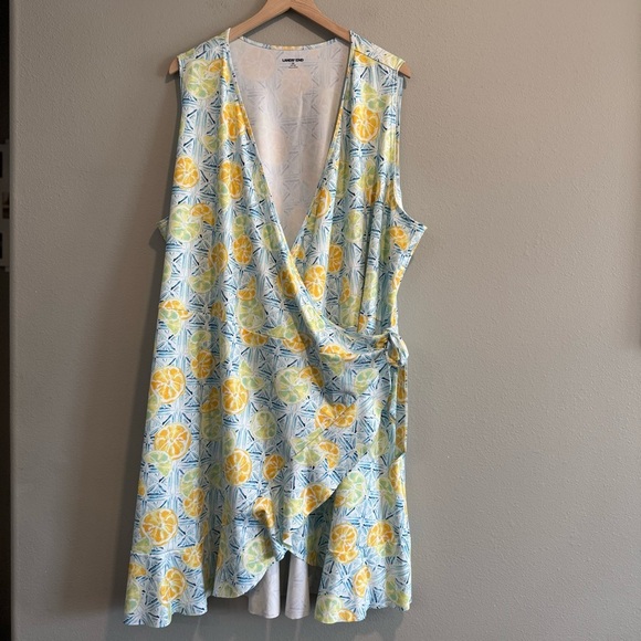 Lands' End Ruffle Hem Sleeveless Swim Cover-Up Wrap Dress Beach Summer 3X - Picture 1 of 7